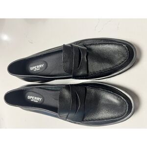 Sperry Black Leather Penny Loafers Comfort Casual Slip On Platform Shoes
